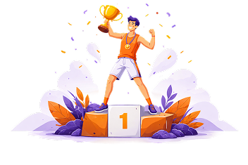Illustration of champions celebrating on a podium